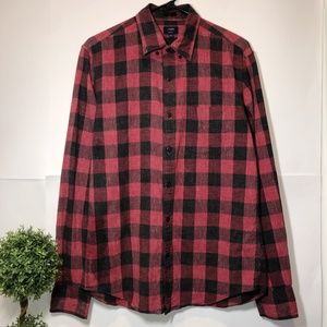 J. Crew Homespun Black and Red Flannel